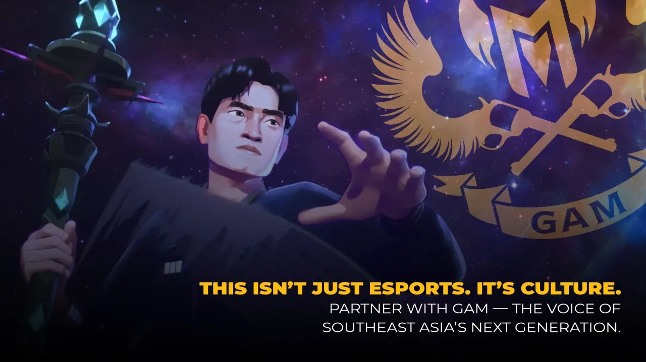 Illustrated GAM player with the GAM logo: This isn't just esports. It's culture. Partner with GAM