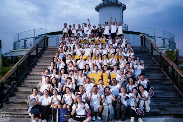 The #TeamSKYLIGHT staff gathered on the steps of the Skylight Nha Trang rooftop